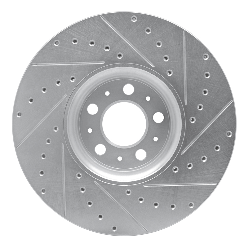 Volvo XC90 Brake Rotor (1) - Front Left - R1 Concepts - Drilled & Slotted - Silver - `03-`14